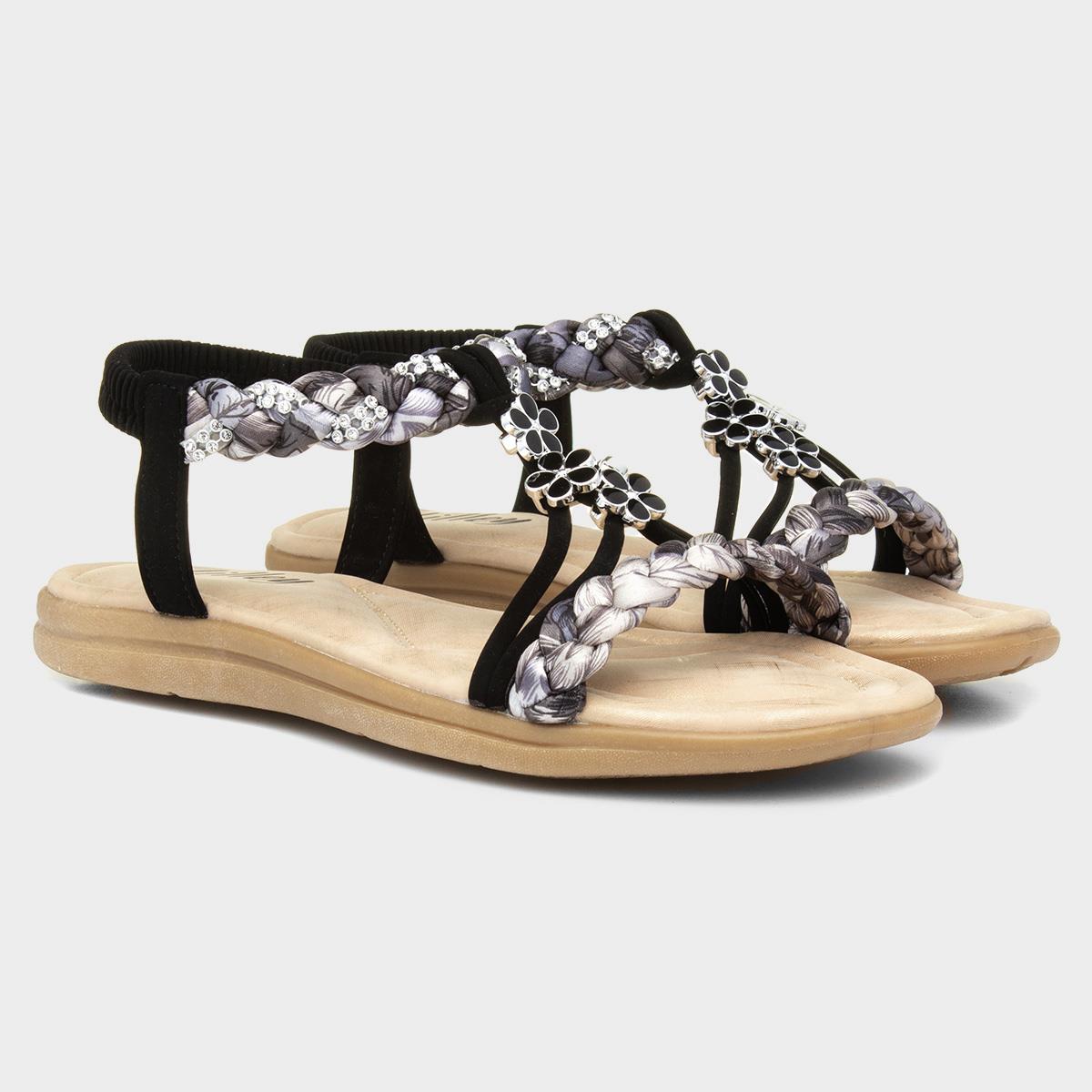 Lilley Simone Womens Black Ribbon Twist Sandal-197002