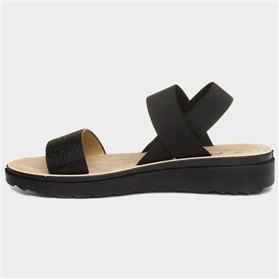 Lilley Womens Black Wedge Sandal-197006 | Shoe Zone
