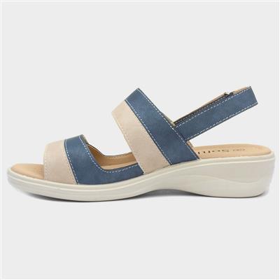Softlites Womens Blue and Cream Sandal-197018 | Shoe Zone