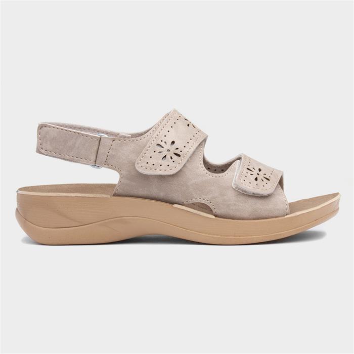 Softlites Womens Beige Easy Fasten Sandal 197022 Shoe Zone 9498