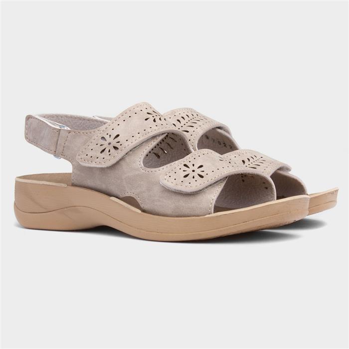 Softlites Womens Beige Easy Fasten Sandal 197022 Shoe Zone 9286