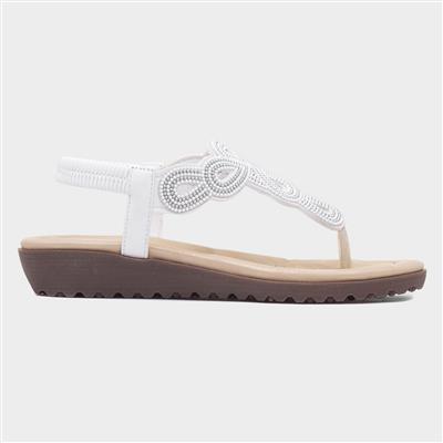 Sophia Womens White Toe Post Sandal