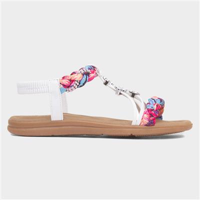 Simone Womens White Ribbon Twist Sandal