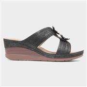 Lilley Shannon Womens Black Flower Wedge Sandal (Click For Details)