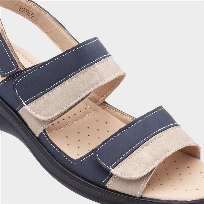 Softlites Womens Navy And Beige Comfort Sandal 19769 Shoe Zone 5282