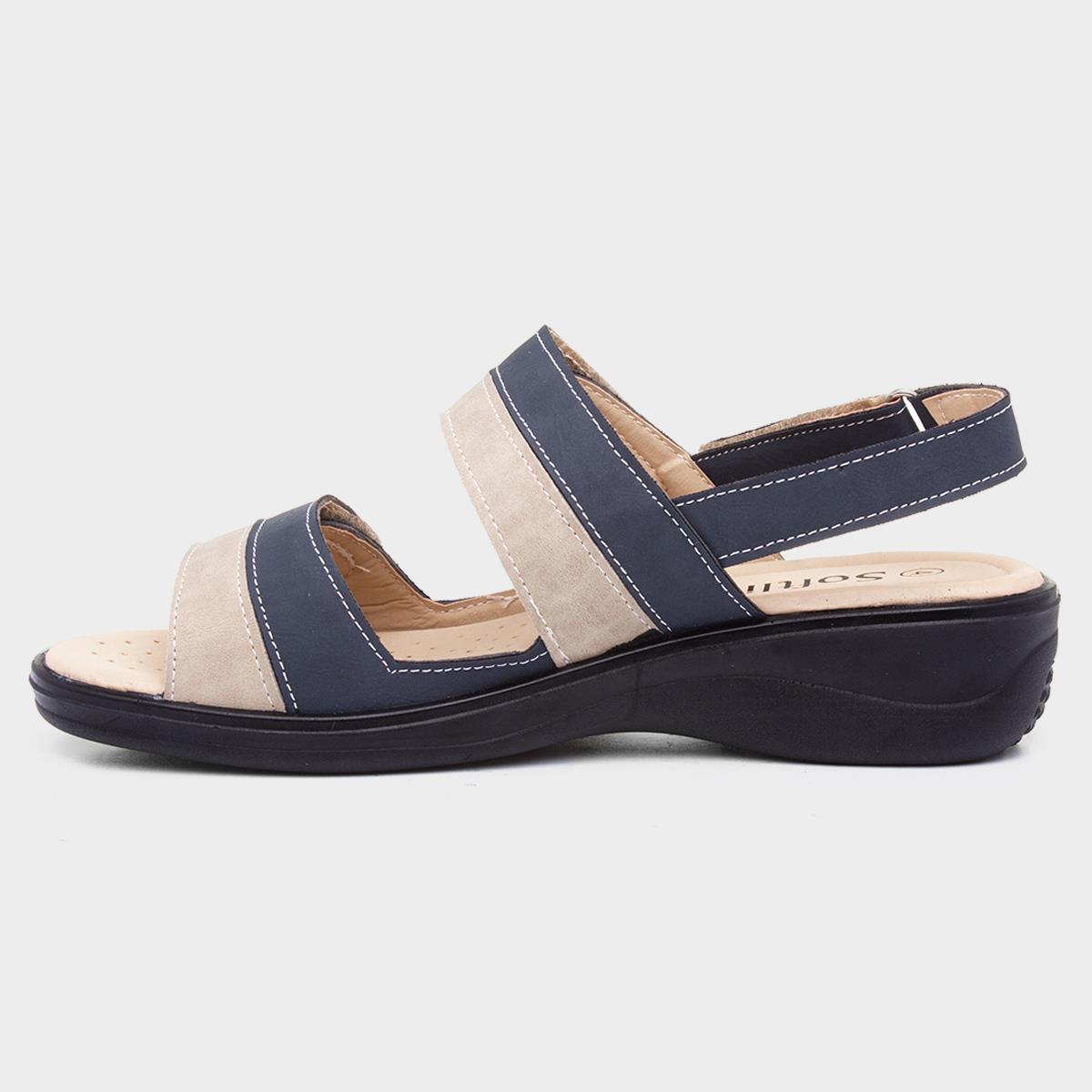 Softlites Womens Navy & Beige Comfort Sandal-19769 | Shoe Zone