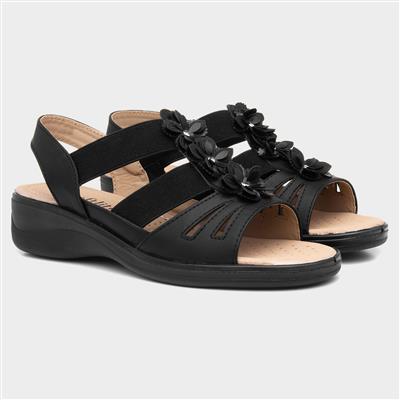 Softlites Womens Black Strappy Comfort Sandal-19774 | Shoe Zone