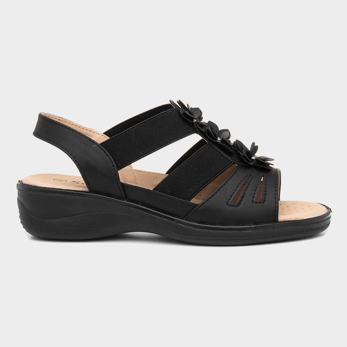 Softlites Womens Black Strappy Comfort Sandal-19774 | Shoe Zone