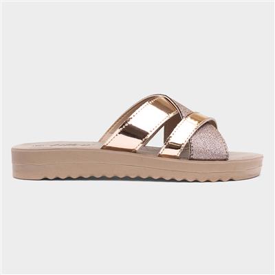 Sonia Womens Rose Gold Mule Sandal