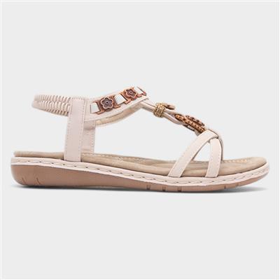 Saskia Womens Beige Beaded Sandal