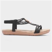 Lilley Sapphire Womens Black Beaded Strappy Sandal (Click For Details)