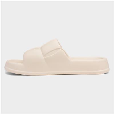 Womens Cream Chunky Slider-198097 | Shoe Zone