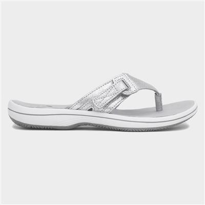 Kelly Womens Silver Leather Flip Flop