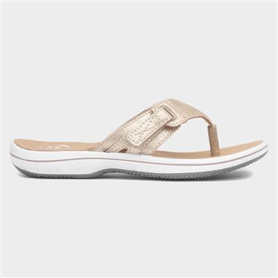 Kelly Womens Gold Leather Flip Flop