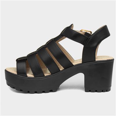 Sedai Ashley Womens Black Chunky Gladiator Sandals-199521 | Shoe Zone