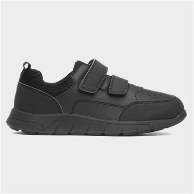 Kids Black Easy Fasten Shoe