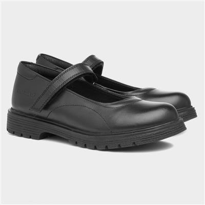 Hush Puppies Tally Girls Black Leather Shoe-20245 | Shoe Zone