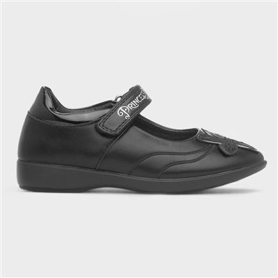 Kids Black Easy Fasten School Shoe