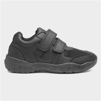 Glenn Kids Black Easy Fasten Shoe