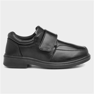 Trux Fred Boys Black Easy Fasten School Shoe-203059 | Shoe Zone
