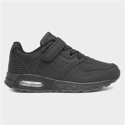 Ronnie Kids Black Easy Fasten Trainer