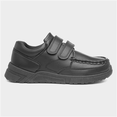 Fawster Kids Black Easy Fasten School Shoe