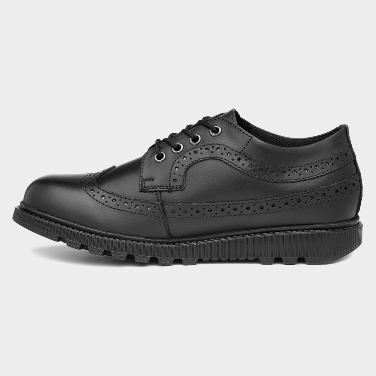 Hush Puppies Felicity Girls Black Leather Brogues-204045 | Shoe Zone