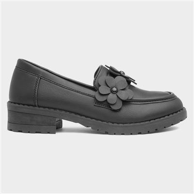 Regina Kids Black Flower Loafer