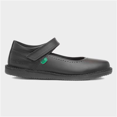 Kopi MJ Kids Black Leather School Shoe