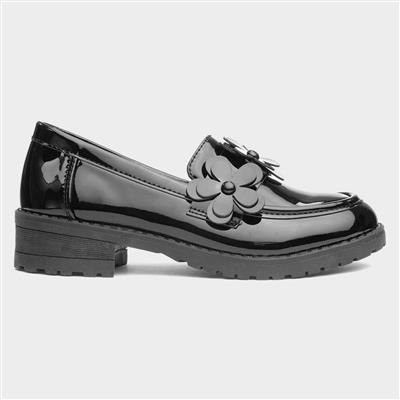 Regina Kids Black Patent Flower Loafer