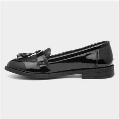 Lilley Cas Girls Black Patent Loafer Shoe-20446 | Shoe Zone