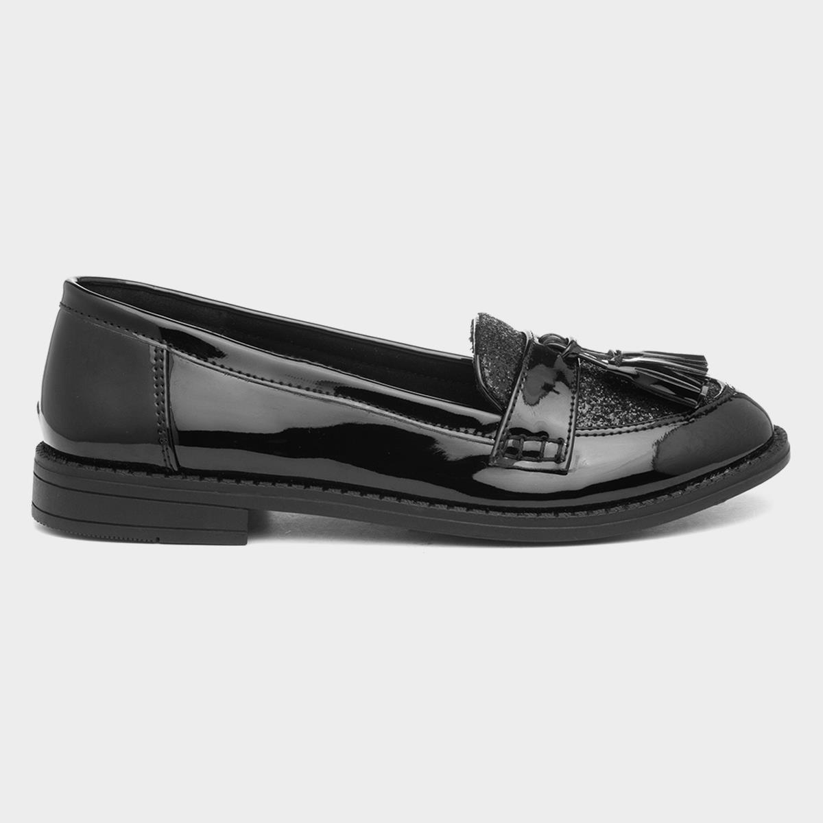 Girls black 2025 loafer shoes