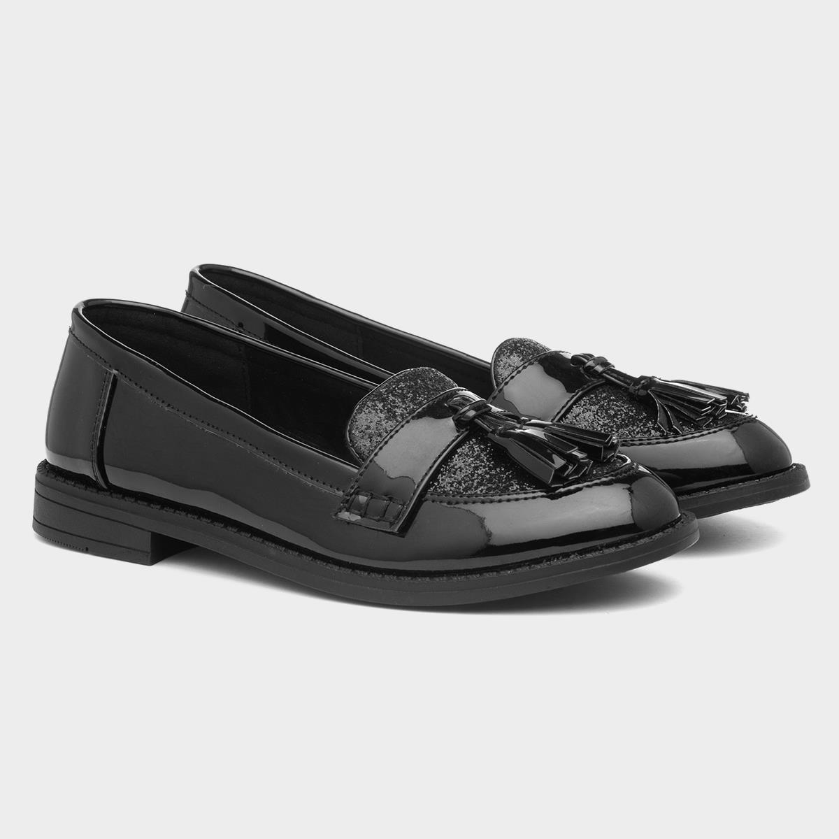 Girls black loafer on sale shoes