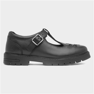 Fiona Kids Black Leather T-Bar Shoe