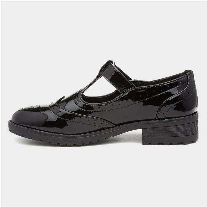 Lilley Girls Black Patent Brogue T Bar Shoe 20485 Shoe Zone