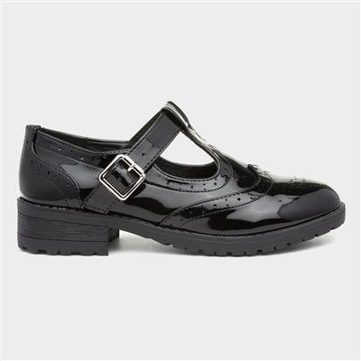 Junior Cam Girls Patent Brogue T-Bar