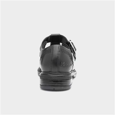 Kickers Lach Girls Black Leather T-Bar Shoe-20499 | Shoe Zone