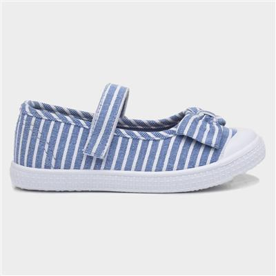 Walkright Girls Blue & White Stripe Canvas-20667 | Shoe Zone