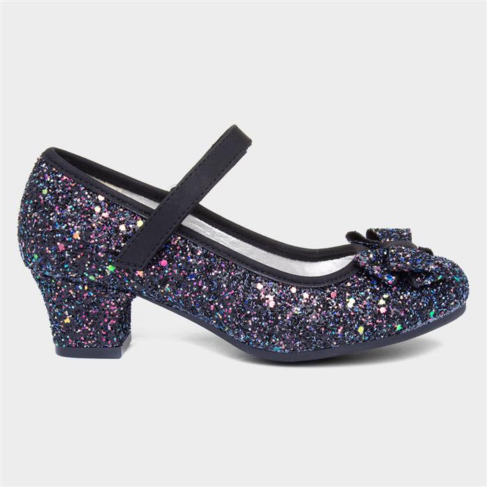 Lilley Sparkle Roxanna Kids Black Glitter Heel 208021 Shoe Zone