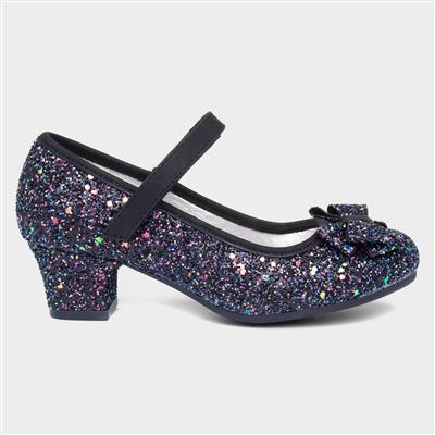 Lilley Sparkle Roxanna Kids Black Glitter Heel