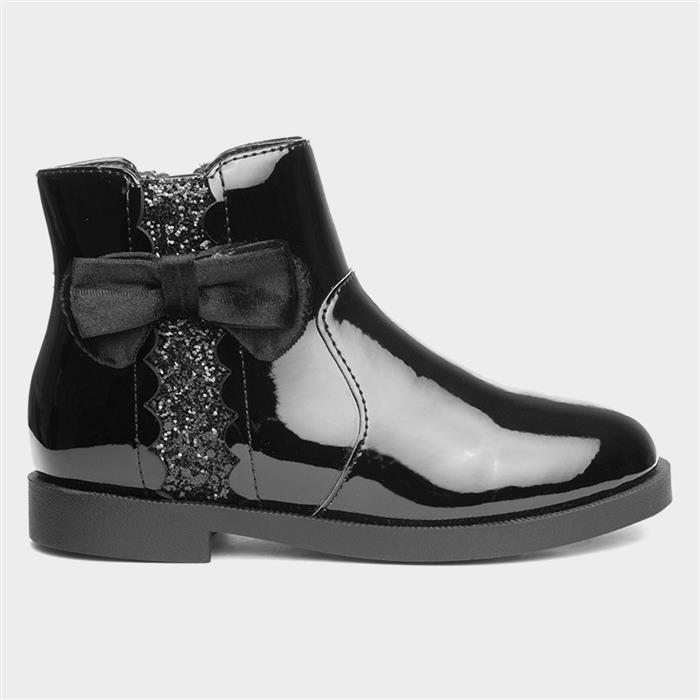 Walkright Lauren Girls Black Patent Ankle Boot