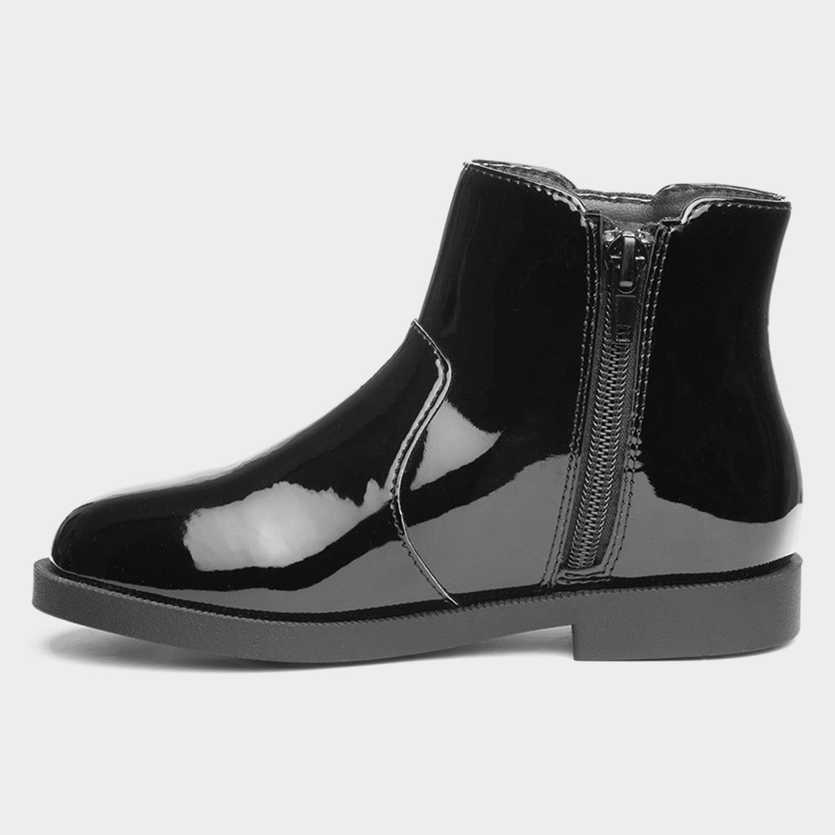 Flat black patent boots best sale