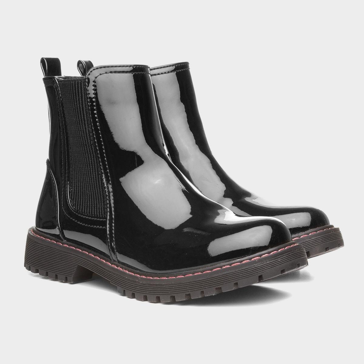 Black patent clearance chelsea boots ladies