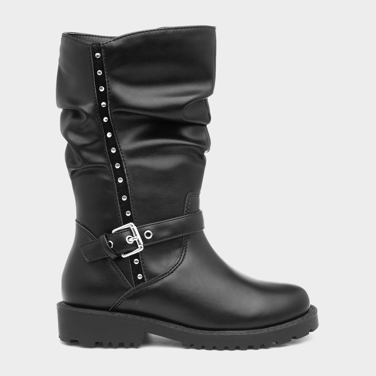 Lilley Black High Leg Boot with Diamantes-284008 | Shoe Zone