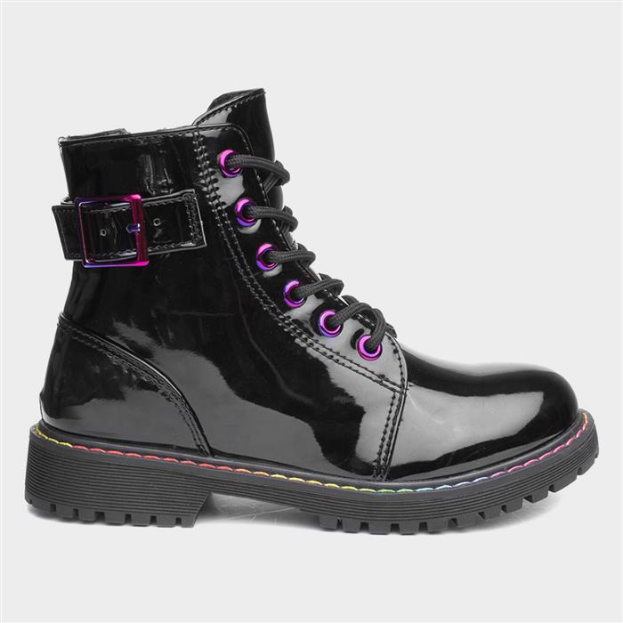 Lilley Riley Kids Black Patent Iridescent Boot
