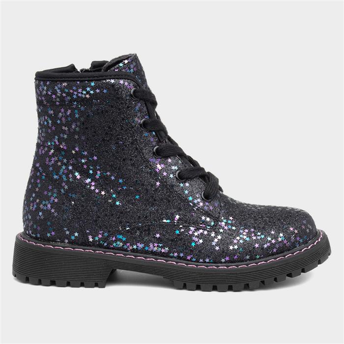 Lilley Junior Laura Girls Black Glitter Boot 284033 Shoe Zone