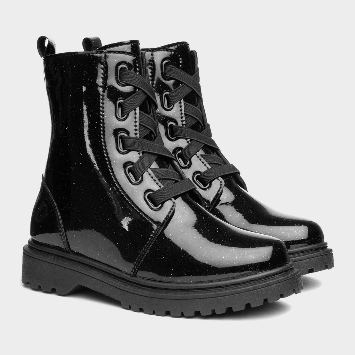 Girls black patent on sale lace up boots