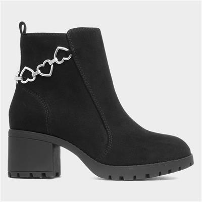 Caitlyn Kids Black Heeled Heart Boot