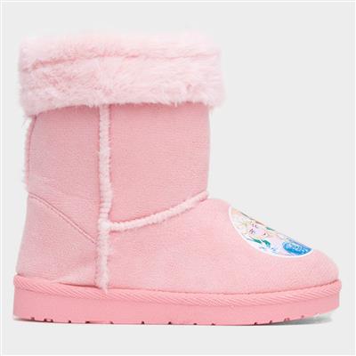 Kids Pink Faux Fur Ankle Boot