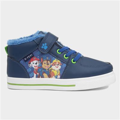 Kids Navy Hi Top Boots